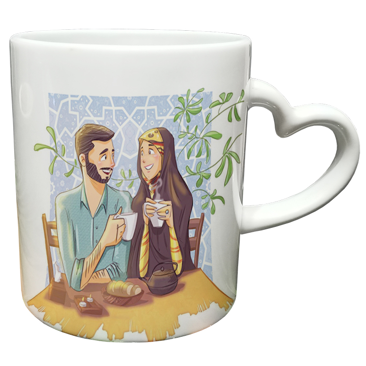 ماگ مدل دسته قلبی طرح عاشقانه کد 304