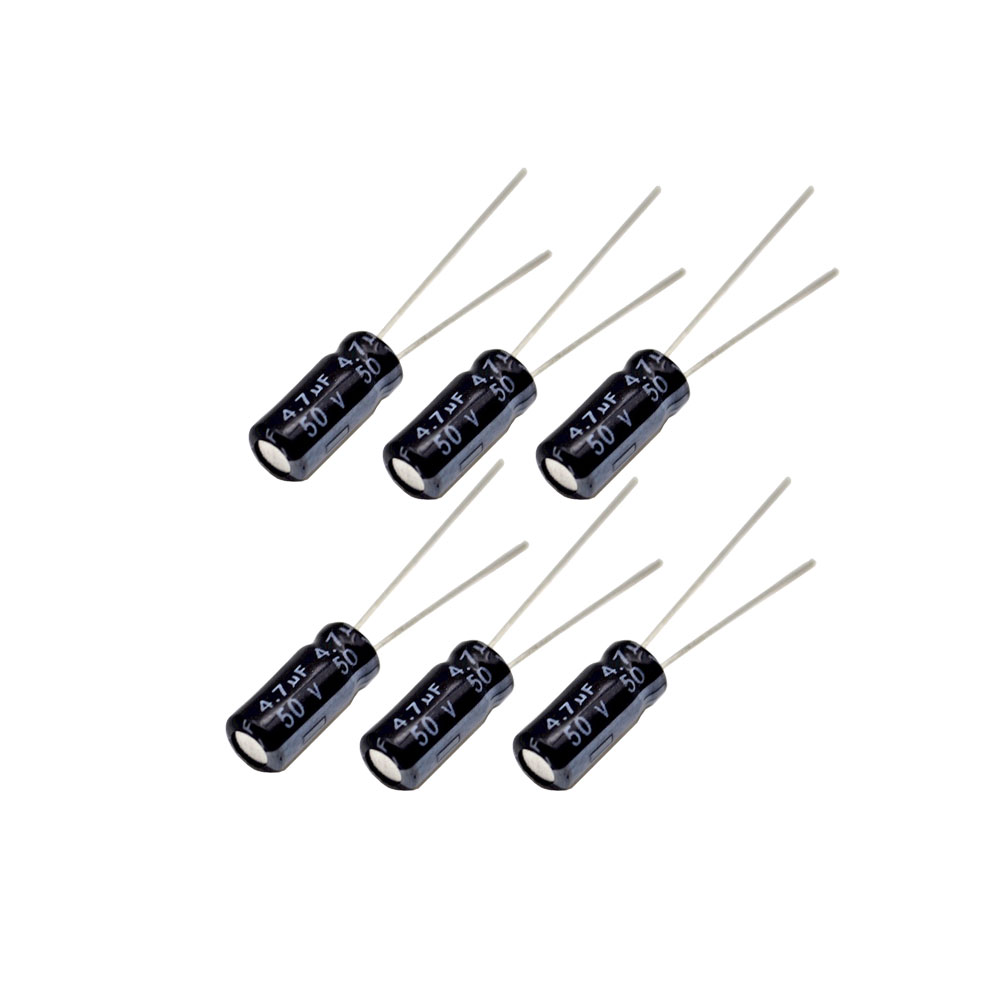 خازن 47 میکروفاراد 50 ولت کد Ca47uf-50V بسته 6 عددی