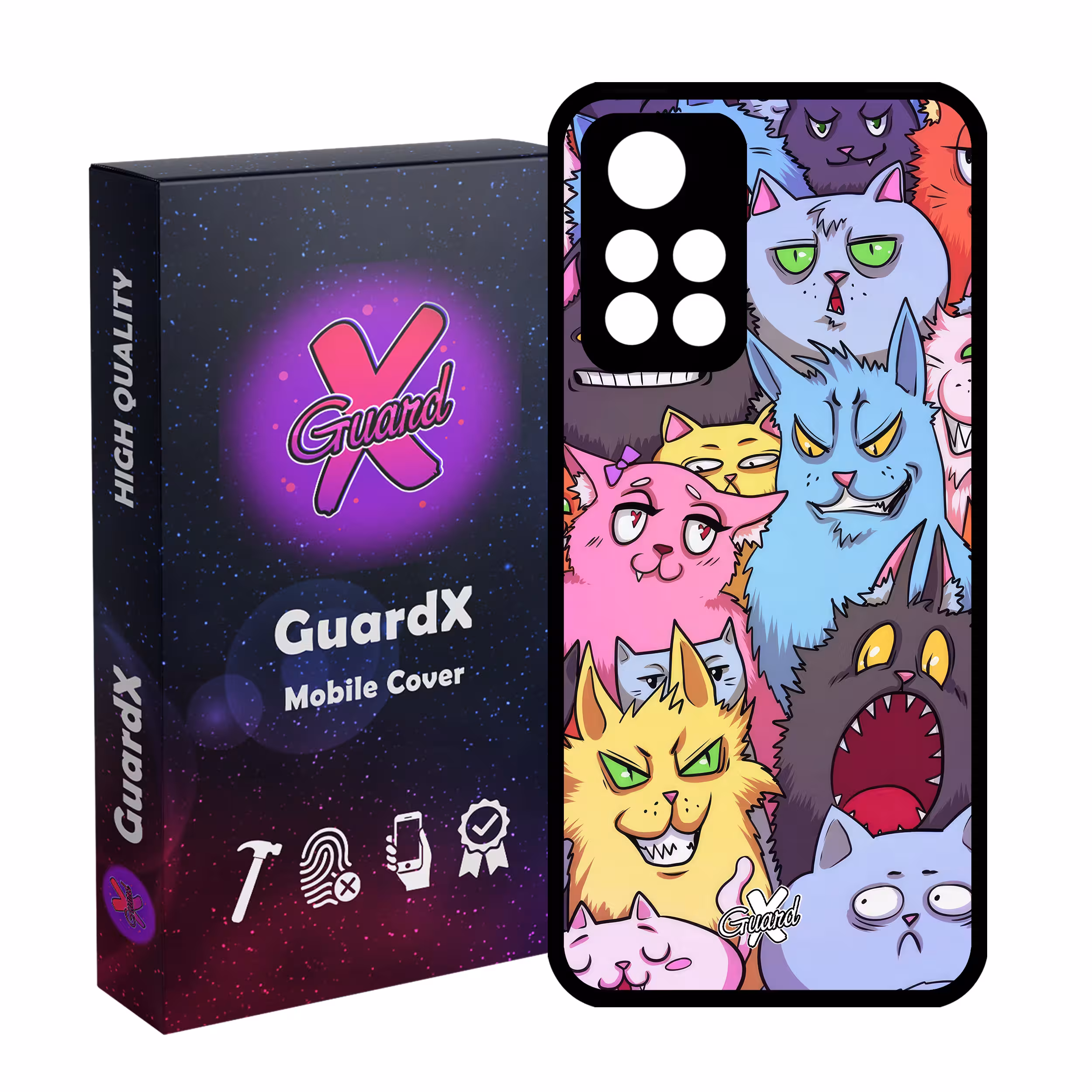 کاور گارد ایکس طرح گربه مدل Glass10578 مناسب برای گوشی موبایل شیائومی Poco M4 Pro 5G/Redmi Note 11T 5G/Redmi Note 11S 5G
