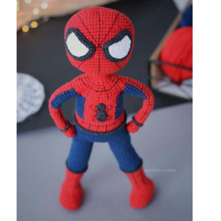  مرد عنکبوتی، 32 سانتی متر،عروسک بافتنی،بافتی تمیز و حرفه ای
