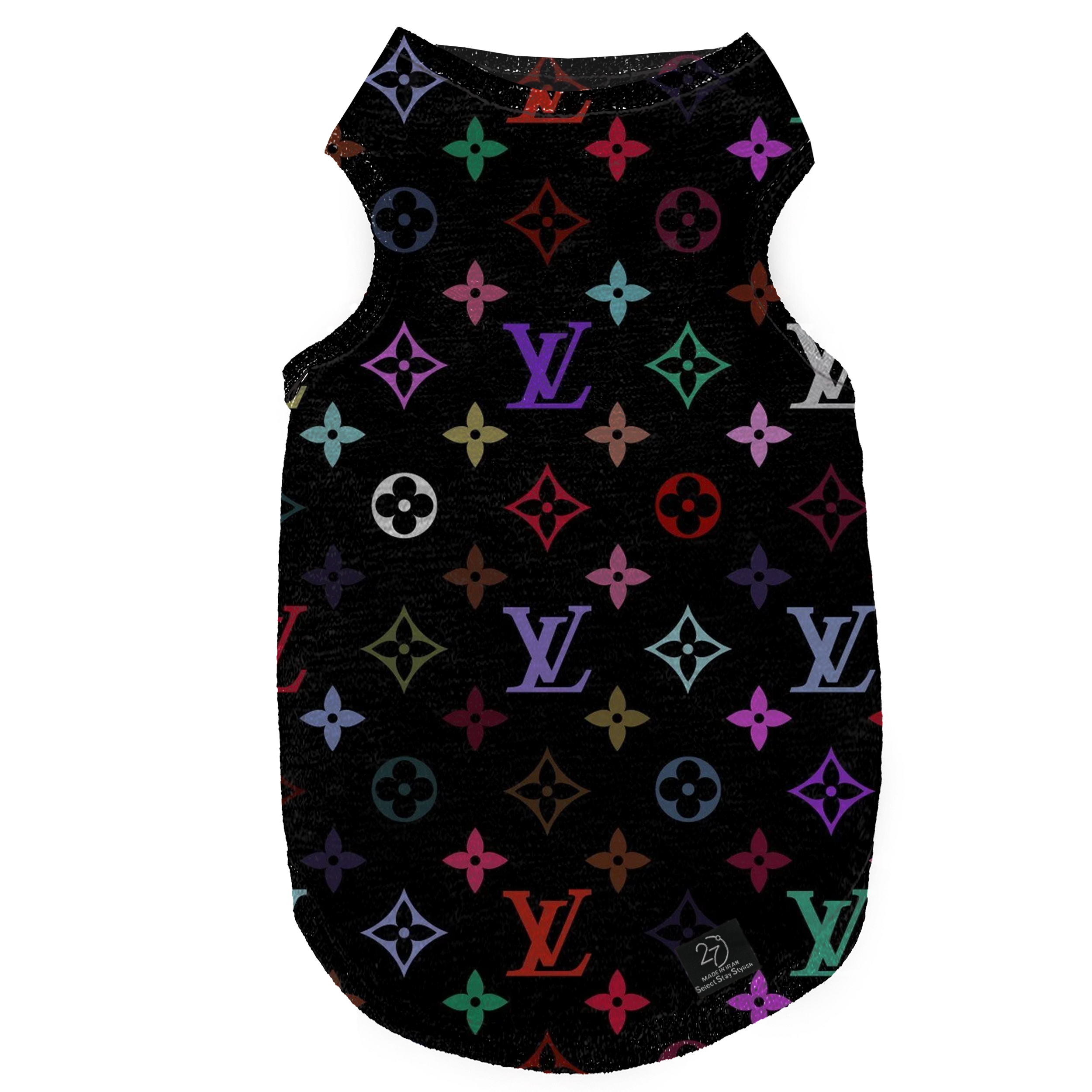 لباس سگ و گربه 27 طرح Louis Vuitton Background Black کد MH384 سایز L