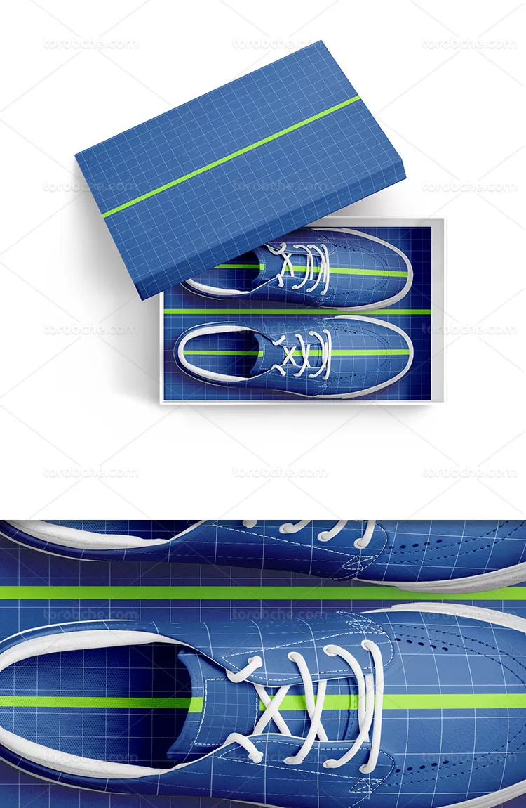 موکاپ کتونی و جعبه | گرافیک با طعم تربچه