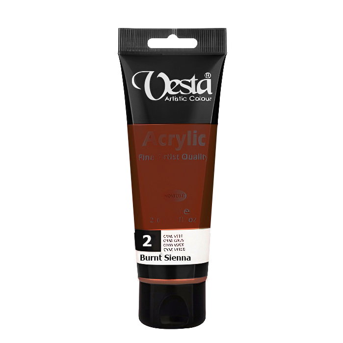 رنگ اکریلیک تکی وستا Burnt Sienna 2 حجم 75 میلی لیتر