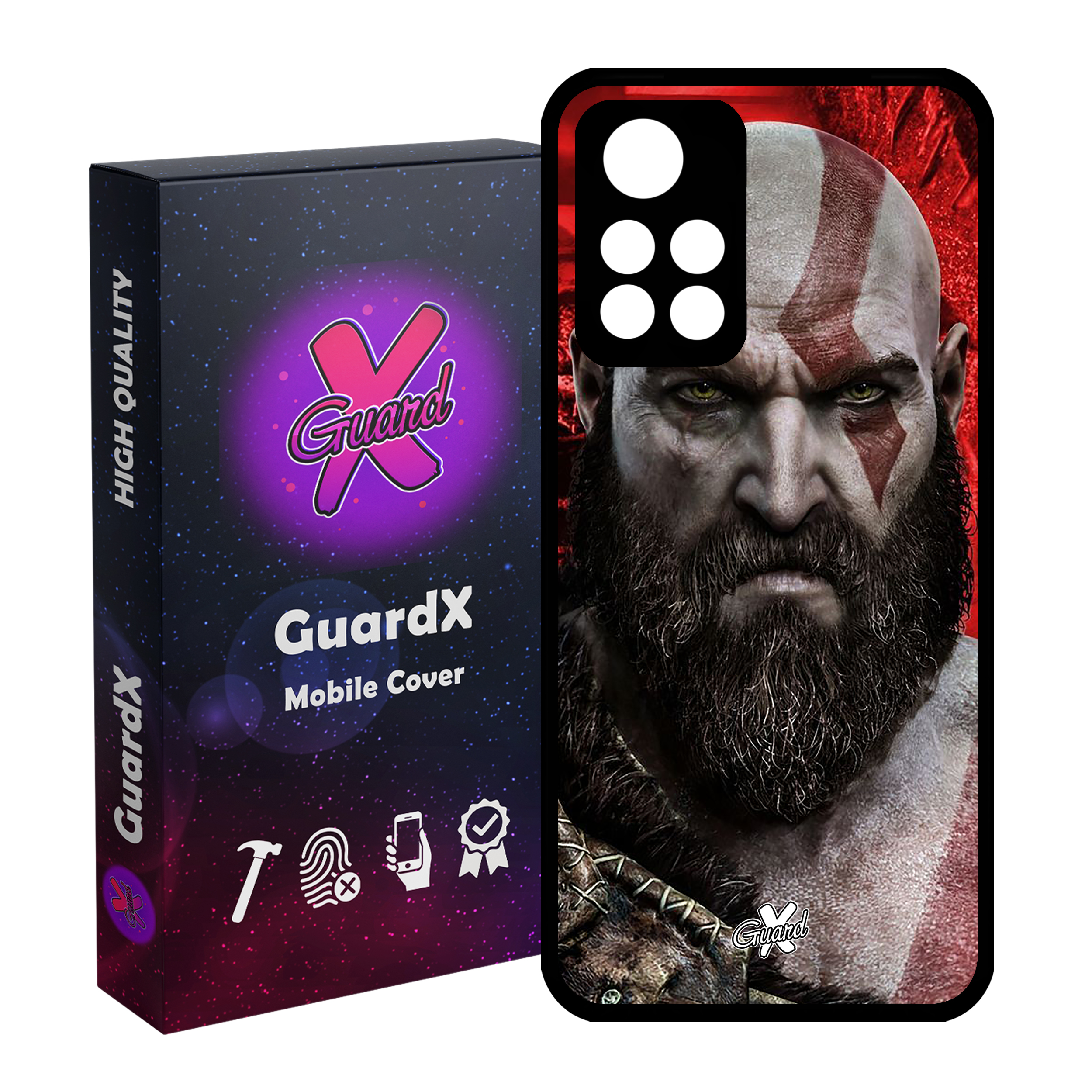 کاور گارد ایکس طرح God of War مدل Glass10035 مناسب برای گوشی موبایل شیائومی Poco M4 Pro 5G/Redmi Note 11T 5G/Redmi Note 11S 5G