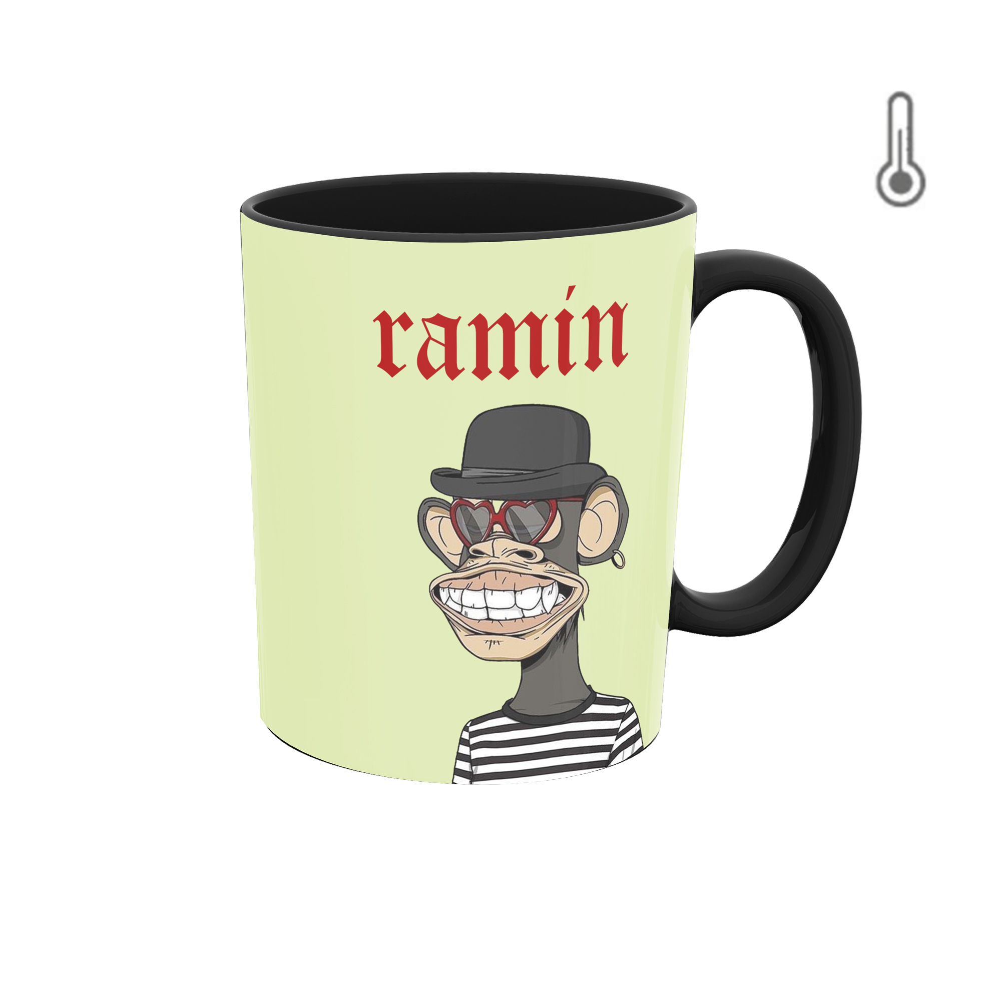 ماگ حرارتی طرح اسم رامین مدل میمون nft  