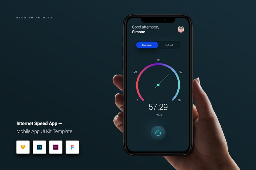 دانلود طرح لایه باز کیت رابط کاربری اپلیکیشن تست سرعت اینترنت