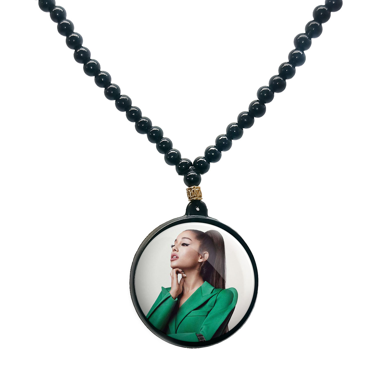 گردنبند پرمانه طرح آریانا گرانده کد pmd.499 مدل دو طرفه