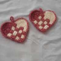 اسکاچ بافتنی مدل توت فرنگی و قلب برای شست وشو با بافت محکم و نخ با کیفیت