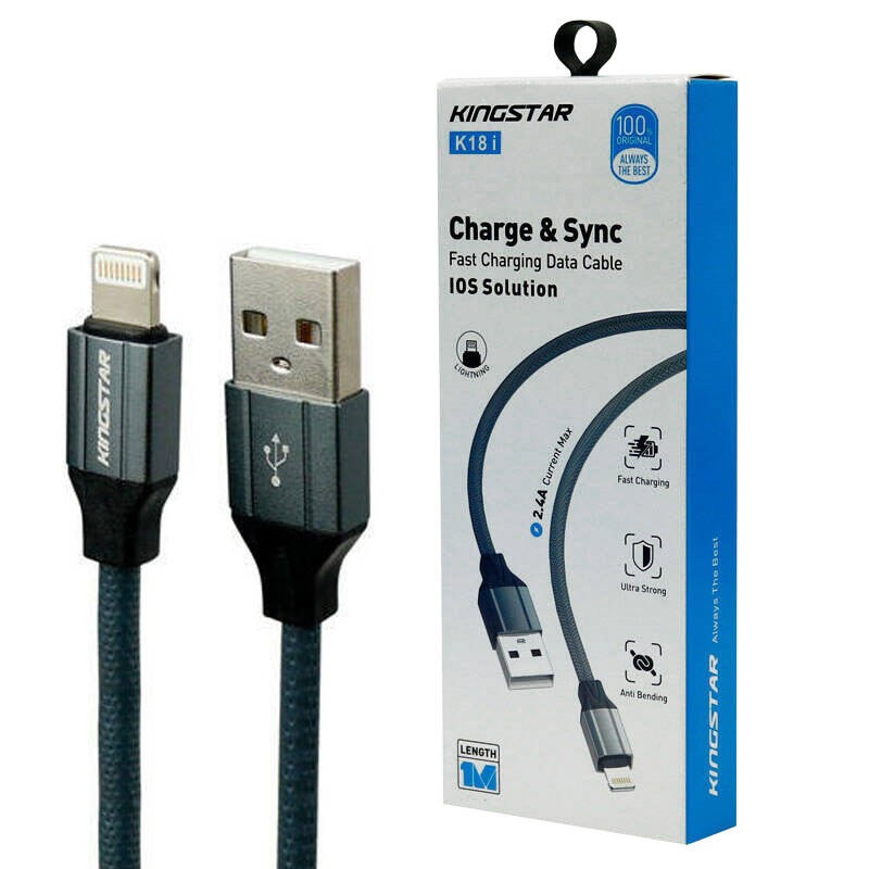 کابل آیفونی فست شارژ KingStar K18i 2.4A 1m