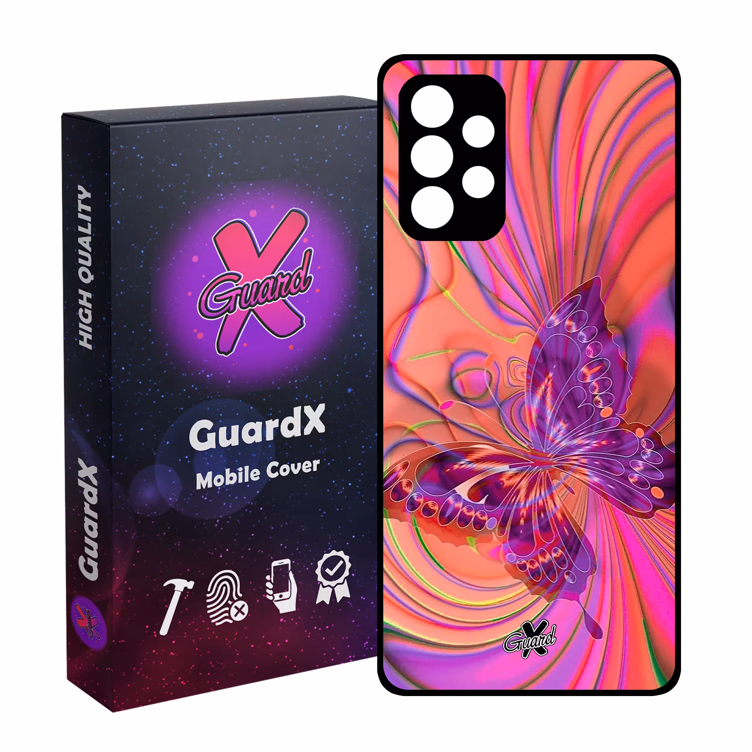 کاور گارد ایکس طرح پروانه مدل Glass10280 مناسب برای گوشی موبایل سامسونگ Galaxy A32 4G
