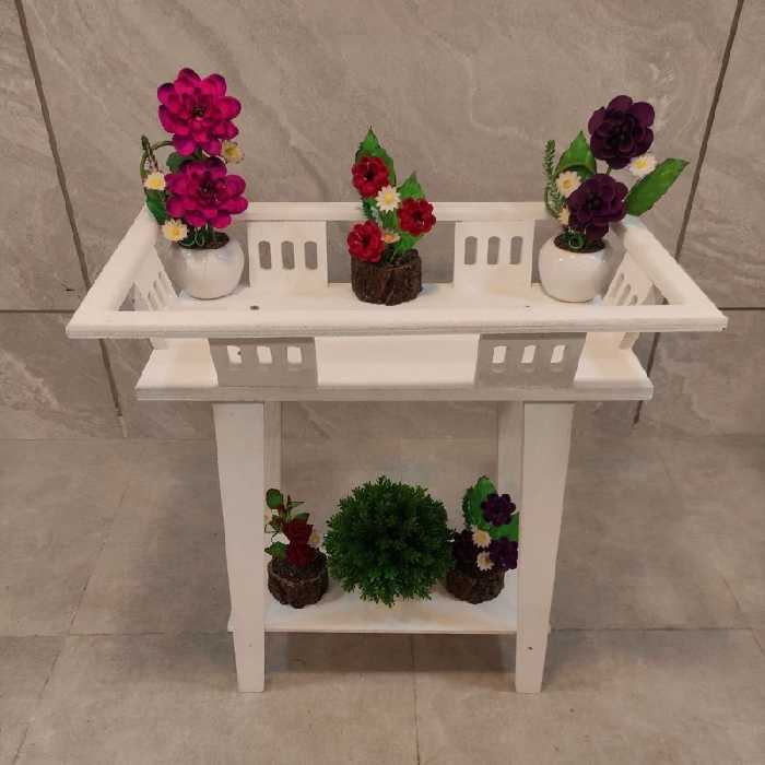 استند گل طرح ایکیا رنگ سفید دو طبقه