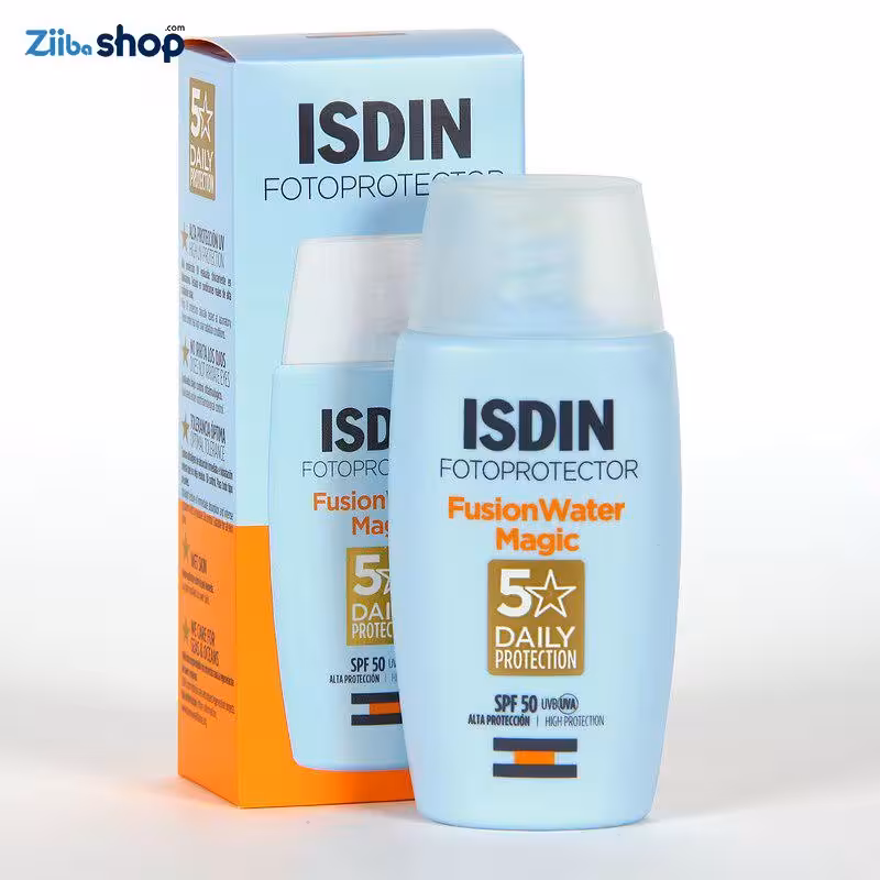 ضد آفتاب بدون رنگ ایزدین SPF 50 مدل Fusion Water Magic ‌مناسب انواع پوست حجم 50 میلی‌لیتر