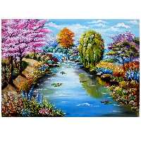 تابلو نقاشی اکریلیک طرح چشم انداز رودخانه کد 0058