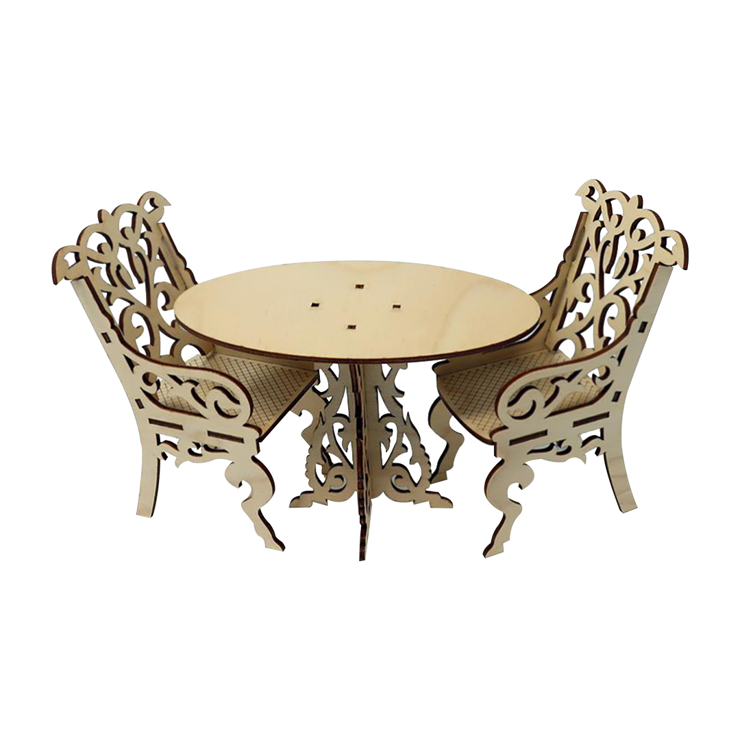 ماکت دکوری مدل میز و صندلی مجموعه 3 عددی