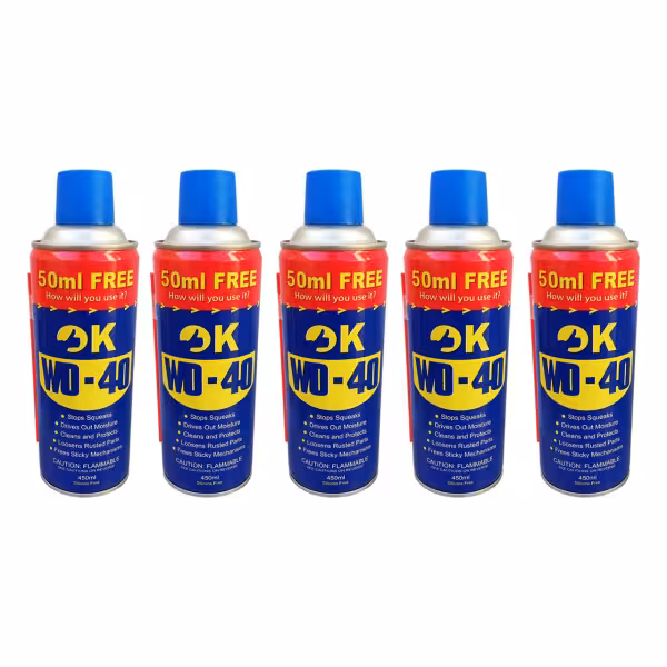 اسپری روان کننده اوکی مدل زنگ بر کد WD-40 حجم 450 میلی لیتر بسته 5 عددی