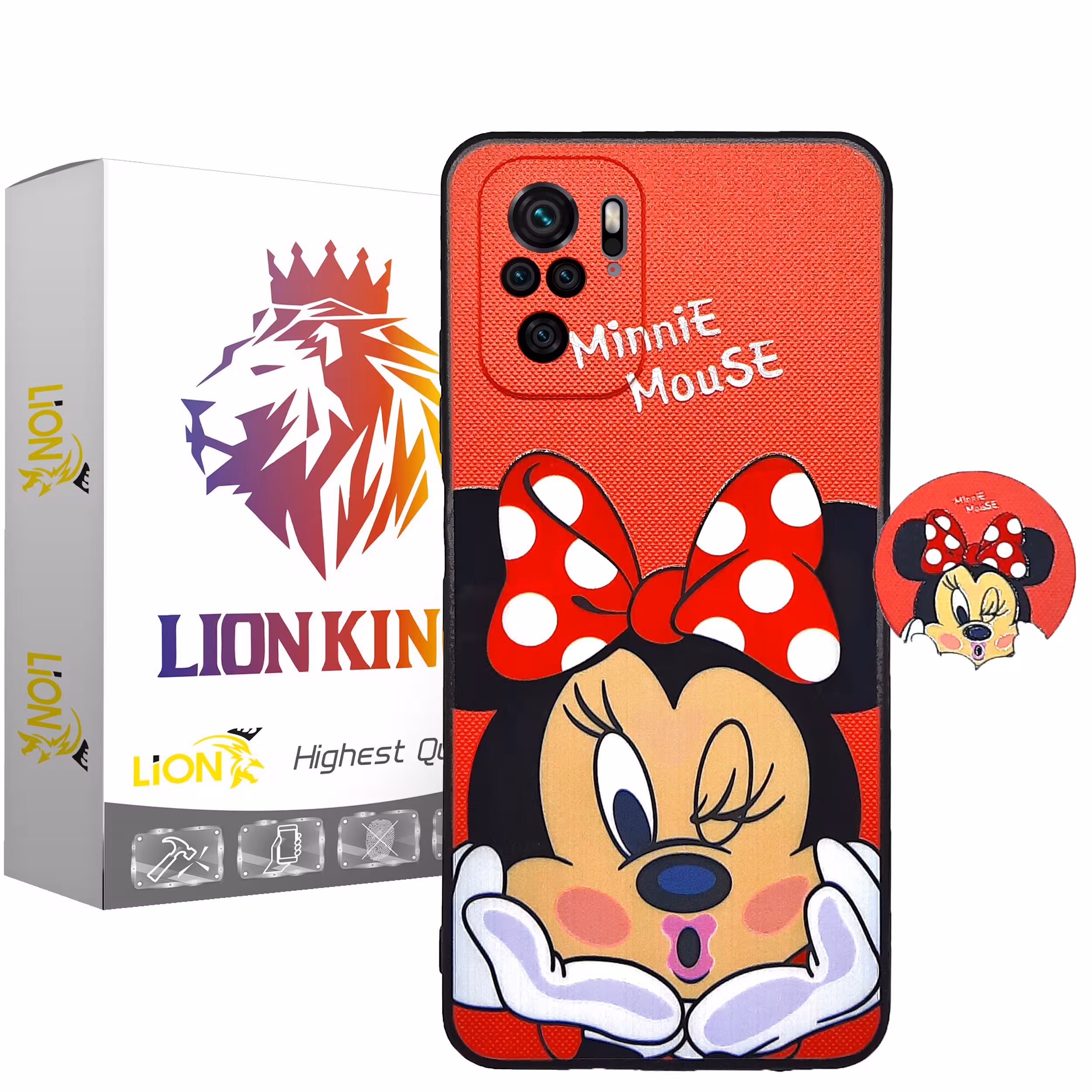 کاور لاین کینگ مدل Mini مناسب برای گوشی موبایل شیائومی Redmi Note10/10S به همراه پایه نگهدارنده
