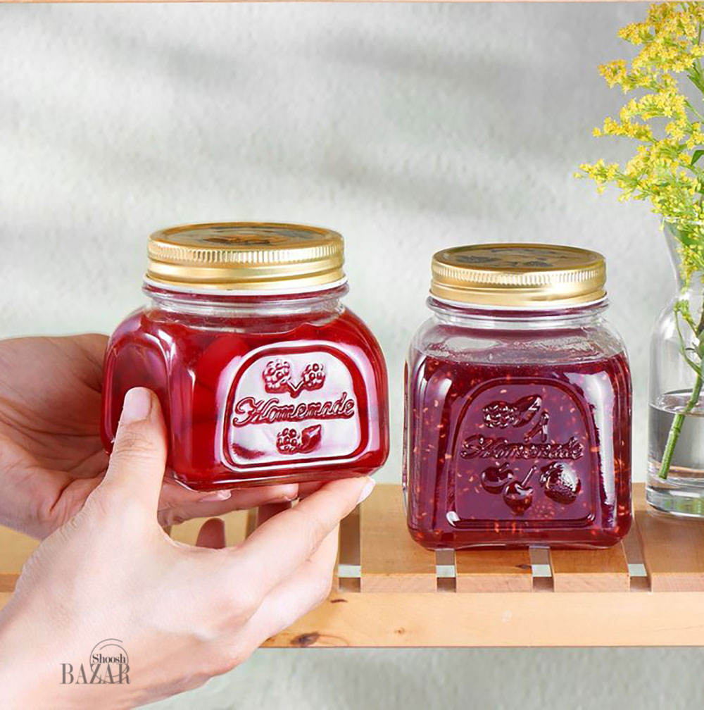 ظرف مربا درب فلزی هوم مید 8 سانتی‌متر پاشاباغچه کد 80383