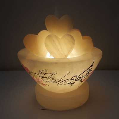 آباژور سنگ نمک مدل کاسه با قلب کد 1405