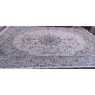 فرش ماشینی زمرد مشهد مدل 55007 زمینه کرم