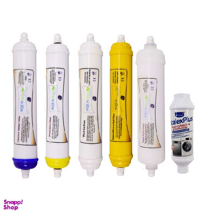 فیلتر دستگاه تصفیه آب آکوآ اسپرینگ مدل F-S7-Q5A مجموعه 4 عددی به همراه رسوب گیر اسکالکس پلاس