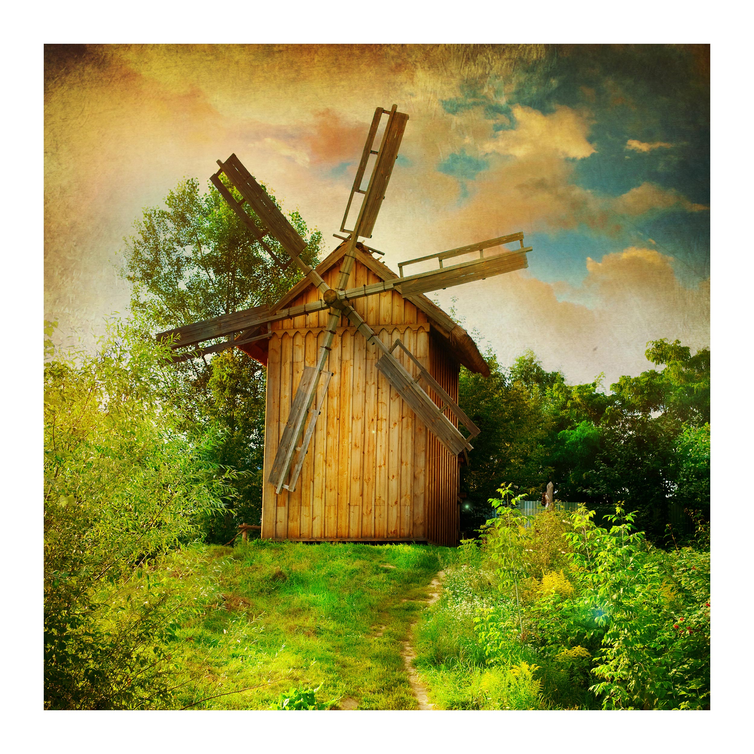 تابلو شاسی مدل R1003 طرح نقاشی مزرعه آسیاب بادی