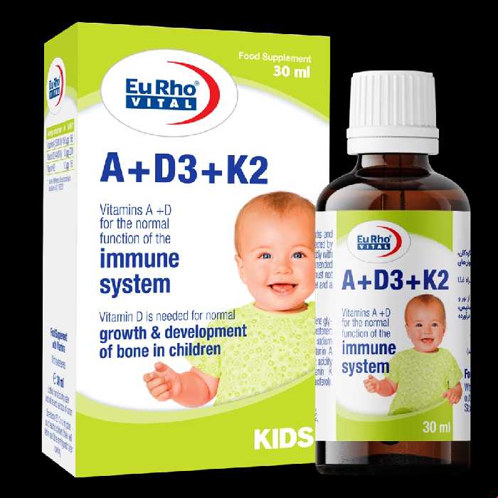 قطره خوراکی ویتامین آ   د3   کا2 یوروویتال 30 میلی لیتری