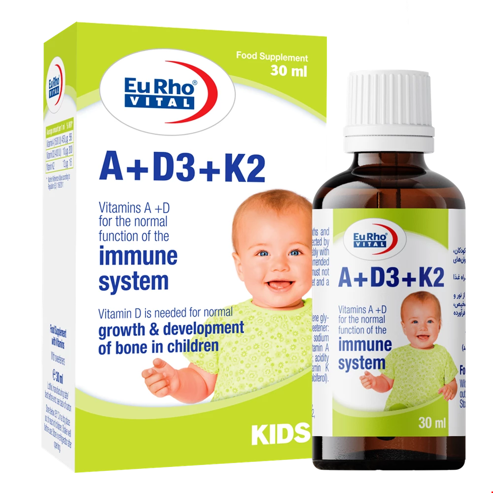 قطره خوراکی ویتامین آ   د3   کا2 یوروویتال 30 میلی لیتری