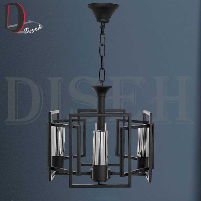 لوستر مدرن مشکی 4 شعله-برند دکوراتیو دیسه