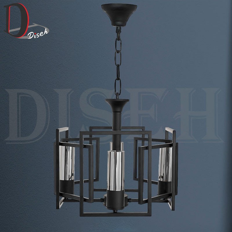 لوستر مدرن مشکی 4 شعله-برند دکوراتیو دیسه
