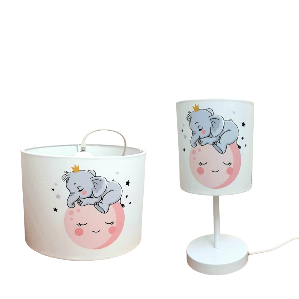 لوستر کودک طرح فیل و ماه کد LA-101 به همراه چراغ رومیزی