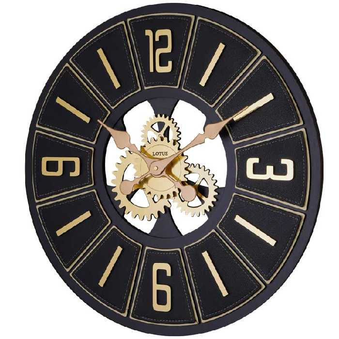 ساعت دیواری چرمی لوتوس مدل BARRAK کد LC-2201 رنگ GOLD