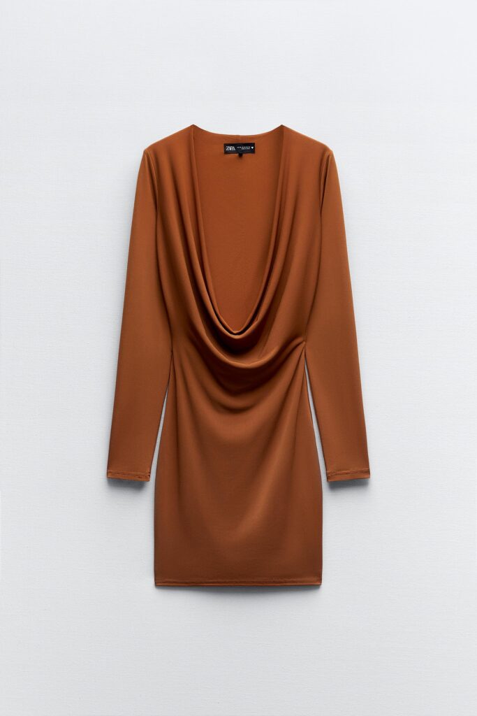 لباس یقه شل زنانه زارا DRAPED NECK DRESS | تهران زارا TehranZara