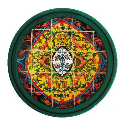 بشقاب دیوارکوب سفالی طرح کاشی کد 1057