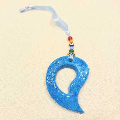 آویز سفالی طرح بته جقه مدل چشم نظر