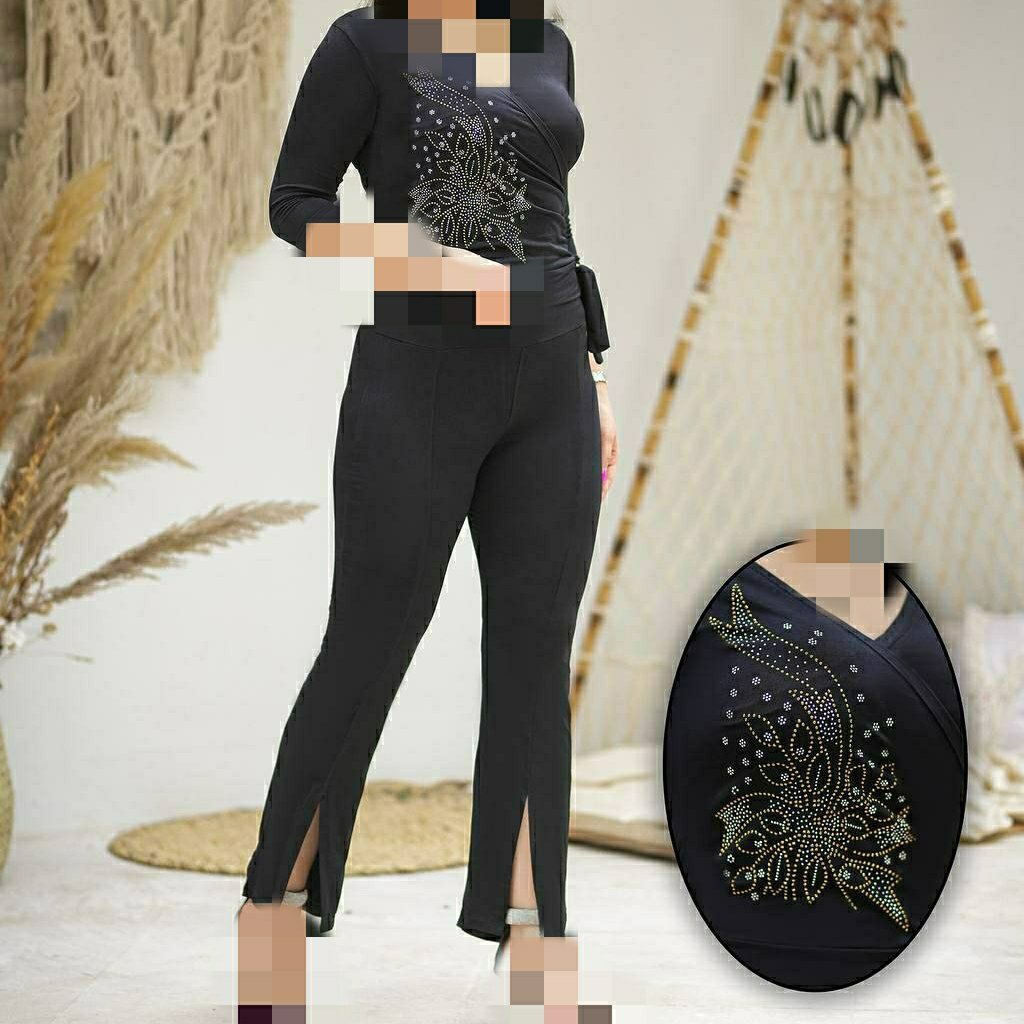 نام سرهمی چپ و راستی نگین دار شلوار چاکدار