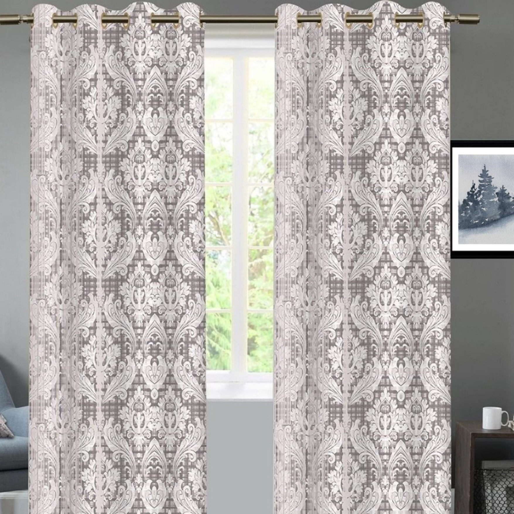 پرده مدل پانچ مخمل طلاکوب طرح شانن سایز 140x280 سانتی متر