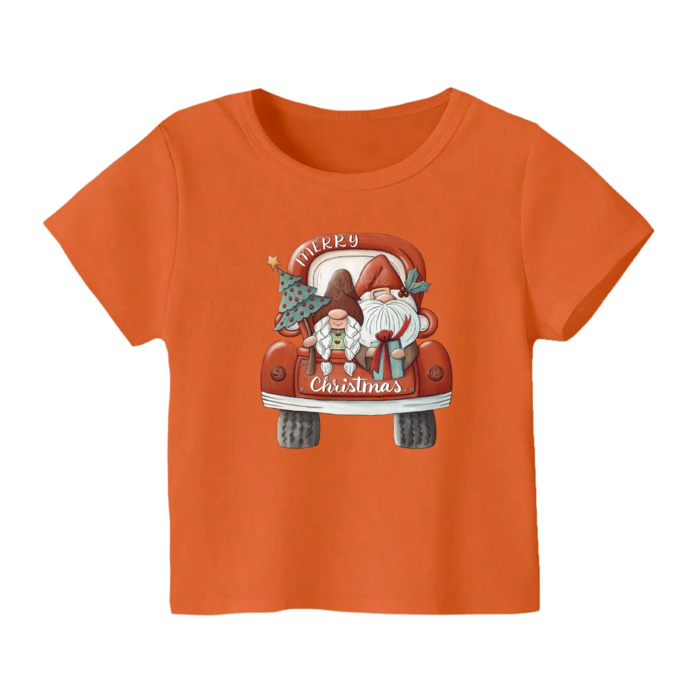 تی شرت آستین کوتاه بچگانه مدل ماشین کریسمس کد 5 رنگ نارنجی