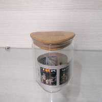 بانکه پیرکس مثلثی با درب چوب بامبو سایز سه