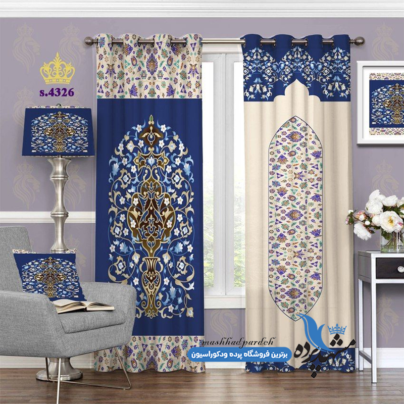 پرده پانچ اسلیمی طرح گلدان کد s-4326