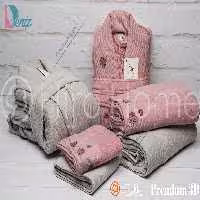 حوله ست دو نفره بلو گل برجسته رنگ فیلی کالباسی تیره