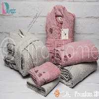 حوله ست دو نفره بلو گل برجسته رنگ فیلی کالباسی تیره