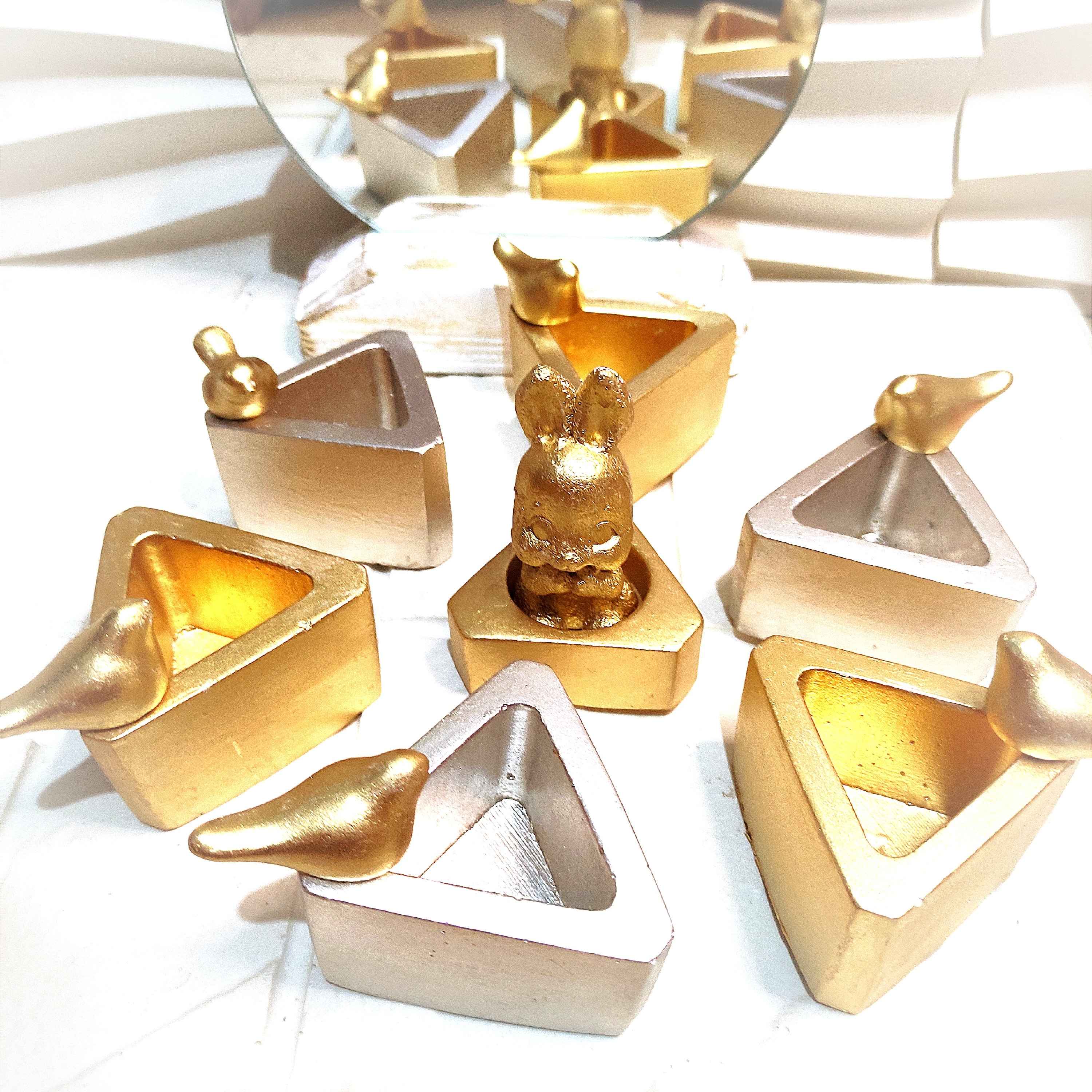 شات شمع سنگی  مثلثی  رنگ بندی متنوع بسته 10عددی