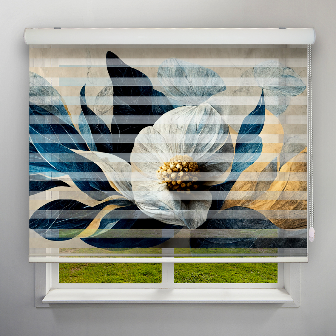 پرده زبرا مدل 4K گل کد FLW-13 سایز 160x180 سانتی متر