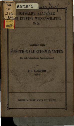 خرید و دانلود نسخه کامل کتاب Über die Funktionaldeterminanten (De determinantibus functionalibus) (1841)