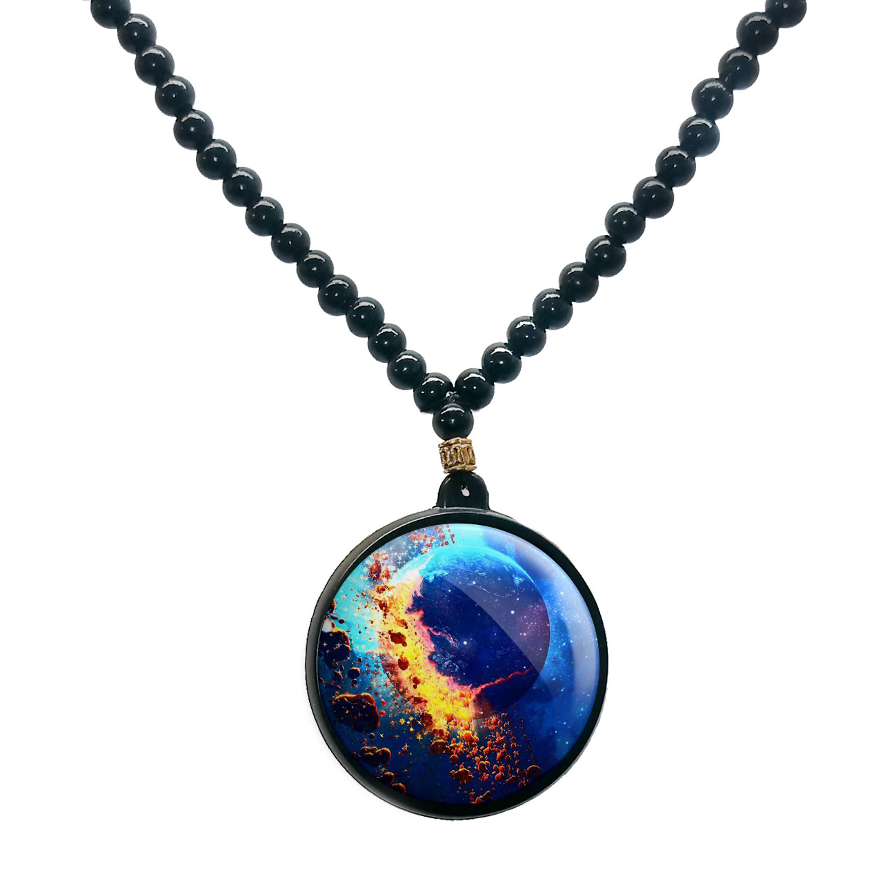 گردنبند پرمانه طرح زمین کد pmd.23499 مدل دو طرفه