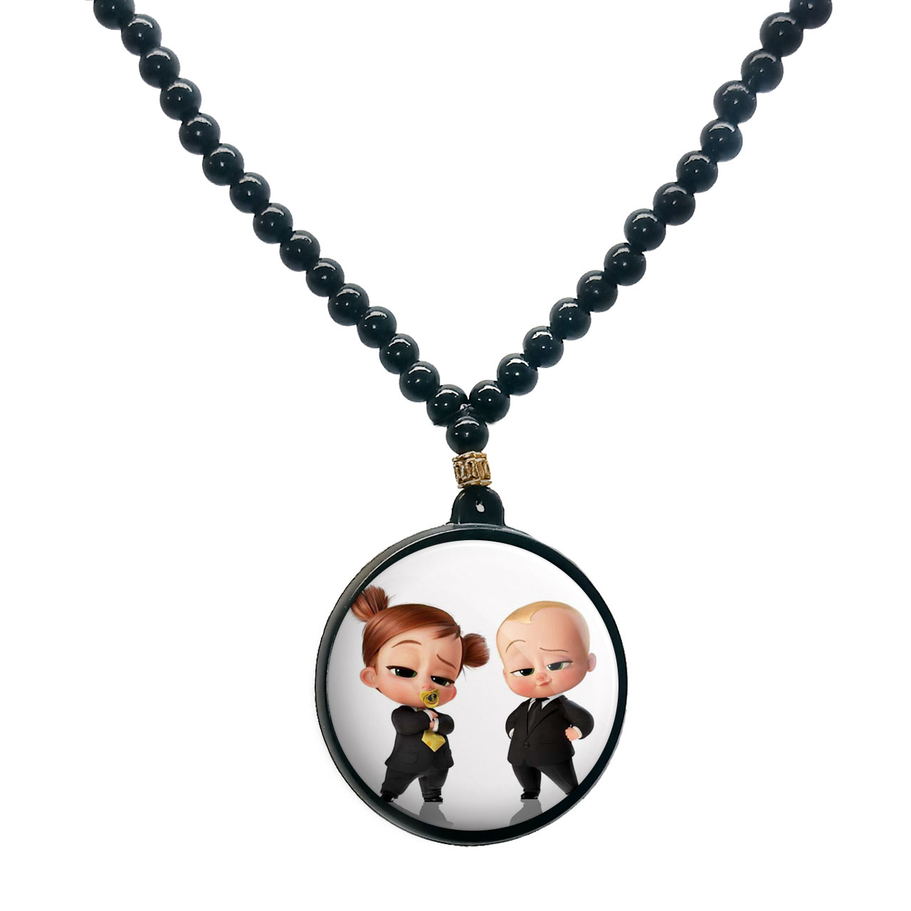 گردنبند پرمانه طرح بچه رئیس کد pmd.2712 مدل دو طرفه