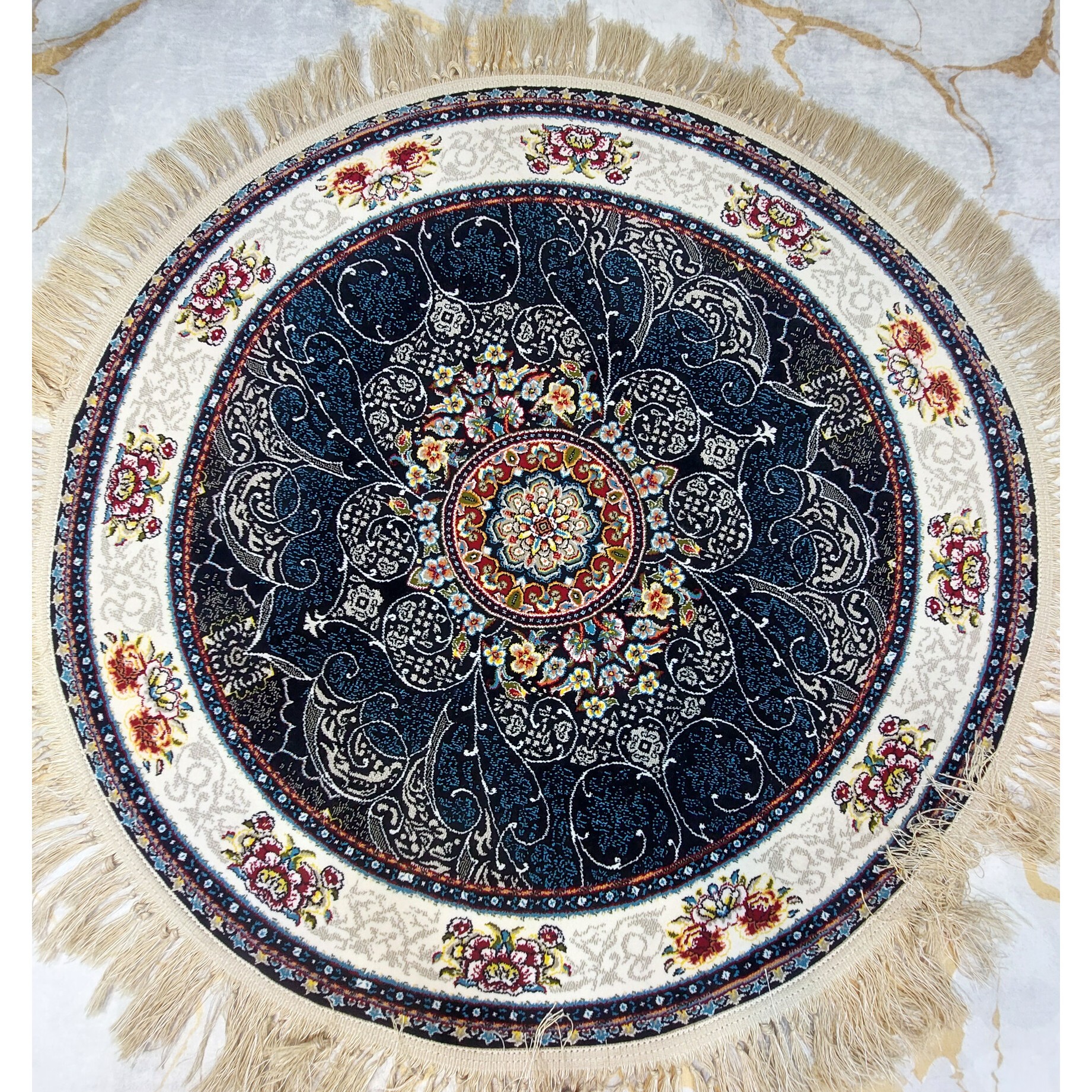 فرش های دایره 700 شانه تمام نخ اکرلیک بدون نخ پلاستیک دراندازه های قطر یک متری 