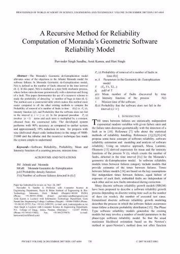 خرید و دانلود نسخه کامل کتاب A Recursive Method for Reliability Computation of Moranda’s Geometric Software Reliability Model