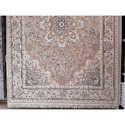 فرش ماشینی زمرد مشهد مدل 37000 زمینه بژ