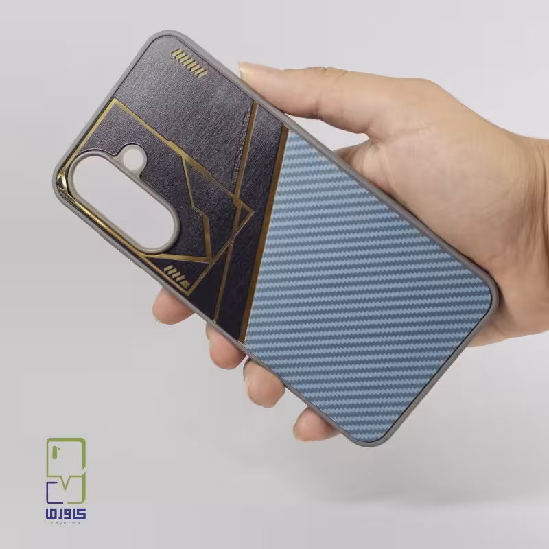 قاب سامسونگ A36 هیبریدی ضدضربه | طرح فیبر کربن سرمه ای | samsung a36